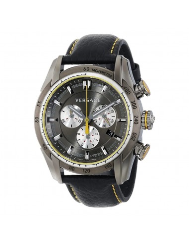 VERSACE VDB020014 V-RAY CHRONOGRAPH GRIS NOIR MONTRE POUR HOMME EN CUIR NOUVEAU destockage